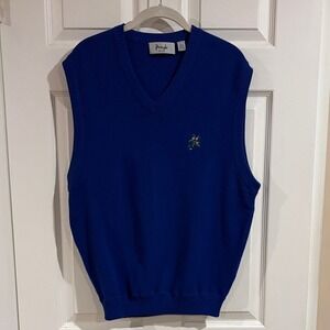 VTG‎ Pringle Scotland Royal Blue V-Neck Sweater Vest size Large